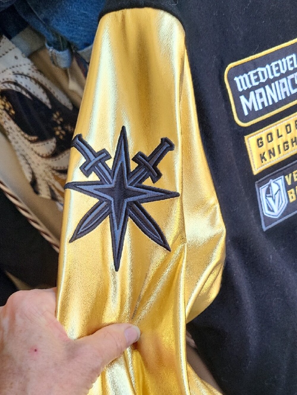 Black & Gold Varsity Jacket - VGK Patches - Picture 4 of 6
